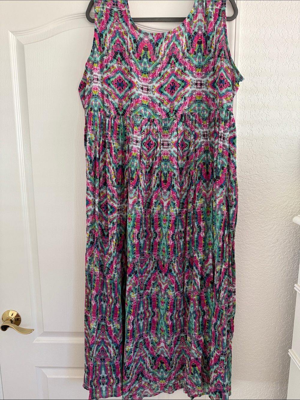 Metropolitan Colorful Tie-Dye Maxi Dress with Button Front 1X NWOT - Picture 2 of 4